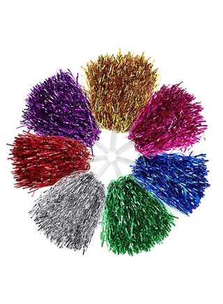 Goldedge Metallic Foil Plastic Cheerleading Pom Poms with Baton Handle for Stage Performance 2-Pieces Set, Gold - view 4