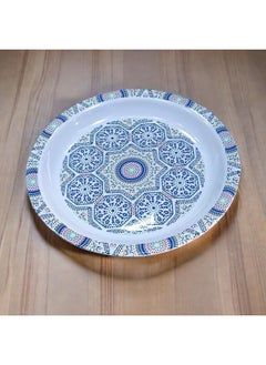 SAQOWARE Saqoware Melamine Round Tray 45 cm | صينية مستديرة | Sahan | Round Food Serving Tray | Group Food Plate | Biriyani, Mandi, Arabic food Serving Plate | Ramadan Food serving Tray Traditional Designs  - Image 2
