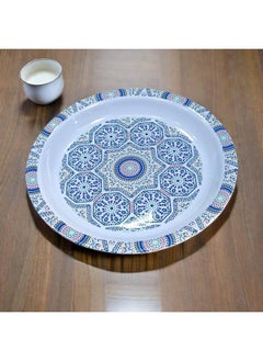 SAQOWARE Saqoware Melamine Round Tray 45 cm | صينية مستديرة | Sahan | Round Food Serving Tray | Group Food Plate | Biriyani, Mandi, Arabic food Serving Plate | Ramadan Food serving Tray Traditional Designs  - Image 3