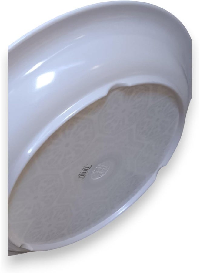 SAQOWARE Saqoware Melamine Round Tray 45 cm | صينية مستديرة | Sahan | Round Food Serving Tray | Group Food Plate | Biriyani, Mandi, Arabic food Serving Plate | Ramadan Food serving Tray Traditional Designs - Image 4