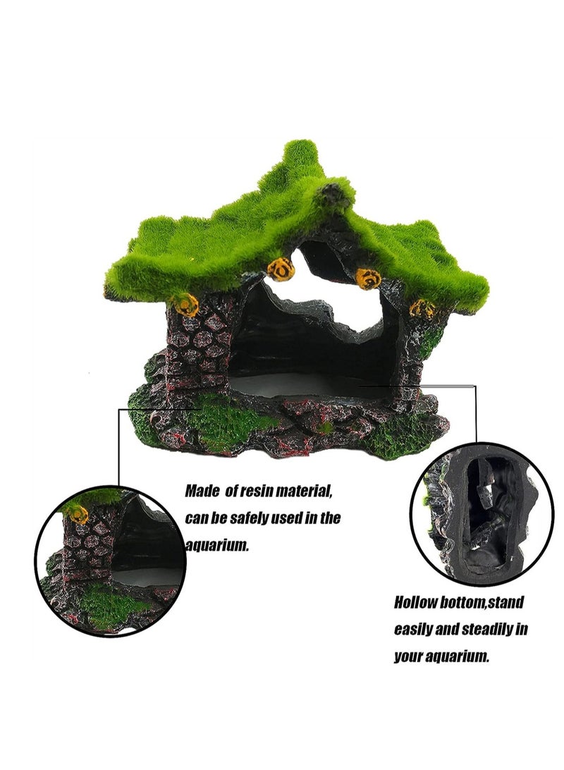 Excefore Aquarium Decoration House 2 Pack Resin Hollow Hideout House Fish Log Driftwood Fish Tank Accessories Cave Ornament for Small Fish Shrimp to Rest and Breed Hiding - Image 3