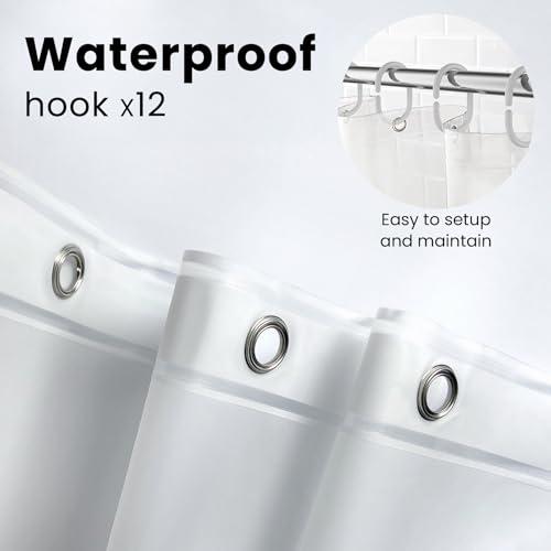 LiBa Bathroom Shower Curtain with 12 Shower Rings- Waterproof Plastic Shower Curtain Premium PEVA Non-Toxic with Rust Proof Grommets Frosted 10G Heavy Duty Bathroom Accessories 72x72 - Image 4