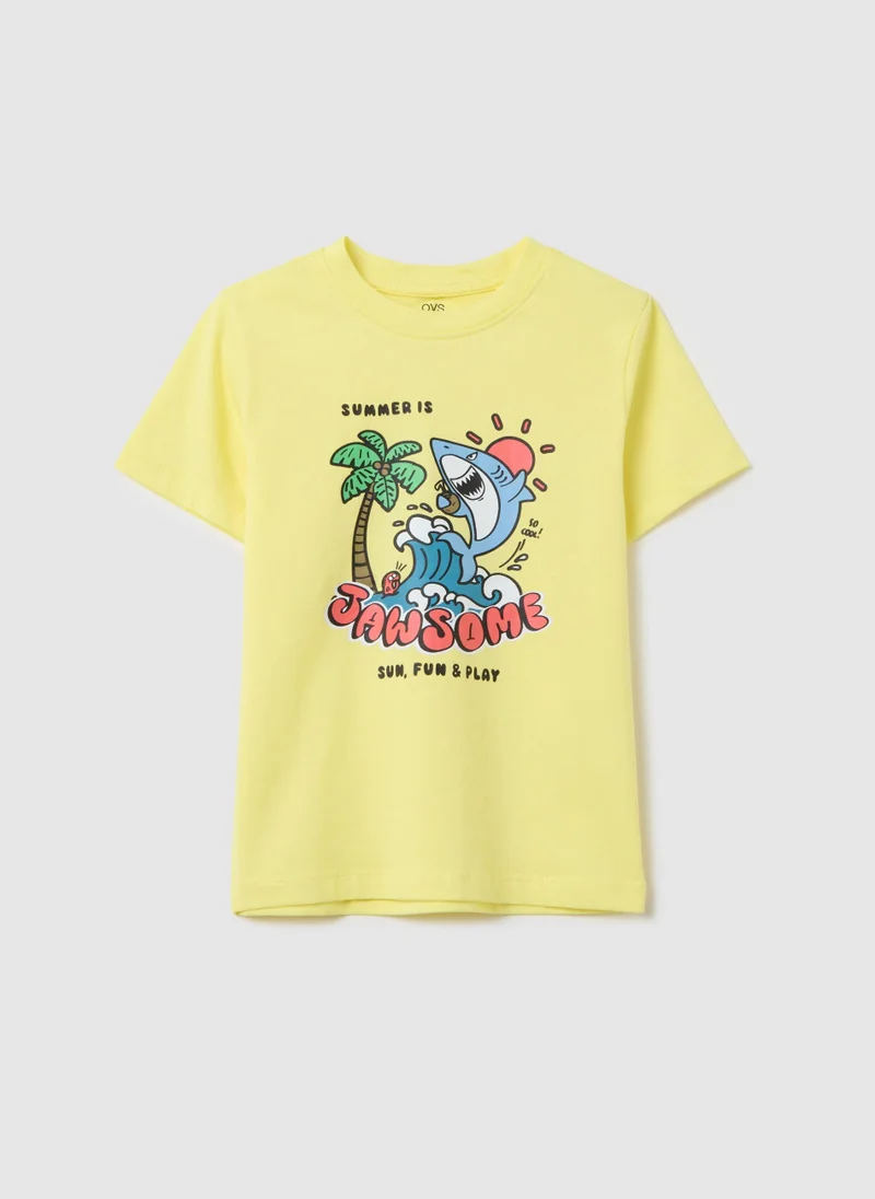 Ovs Yellow Short-Sleeved T-Shirt With Print