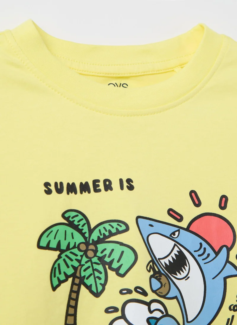 Ovs Yellow Short-Sleeve T-Shirt With Print