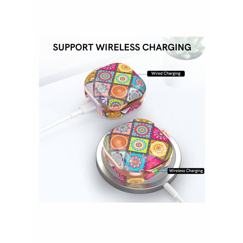 Zikra Earphone Protective Cover,  for Samsung Galaxy Buds Pro&Live&2 Headphone Protective Case TPU Protective Case Anti-Drop Shockproof - Bohemia (Drawstring) - Image 5