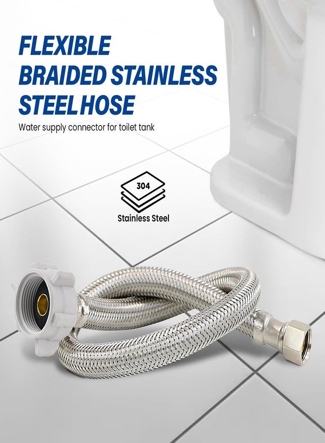 HIGHCRAFT 2-Pack 16 Inch Flexible Toilet Water Supply Line Braided Stainless Steel Toilet Hose Connector 3/8 Inch Compression x 7/8 Inch Ballcock Plastic Nut - Image 2