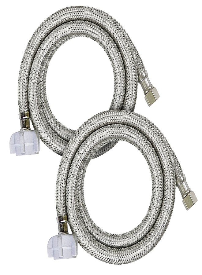 HIGHCRAFT 2-Pack 16 Inch Flexible Toilet Water Supply Line Braided Stainless Steel Toilet Hose Connector 3/8 Inch Compression x 7/8 Inch Ballcock Plastic Nut - Image 1