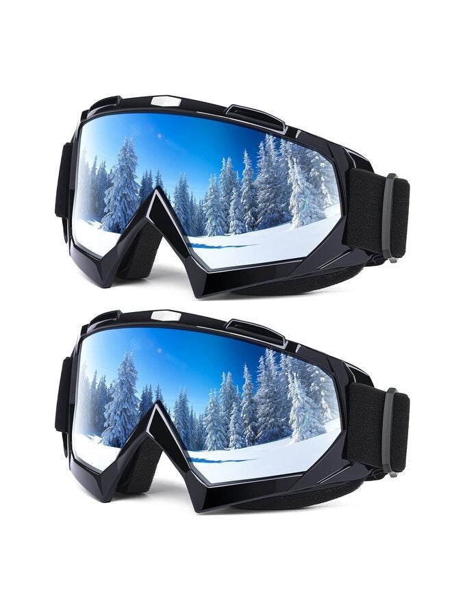 نظارتان للتزلج على الجليد للبالغين، نظارات تزلج على الجليد للشباب والمراهقين والرجال والنساء، نظارات واسعة الرؤية للتزلج على الجليد باللونين الأبيض والأسود - Image 1
