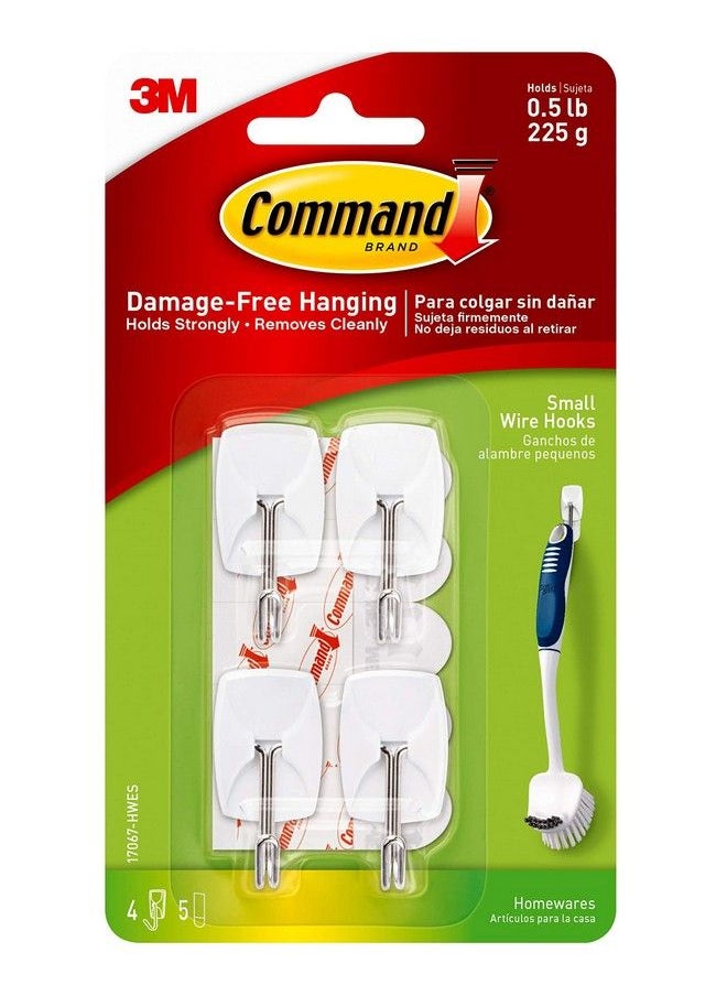 Command Small Wire Hooks White Holds Up To 0.5 Lbs Indoor Use 4 Hooks 5 Strips Organize Damage Free  - Image 1