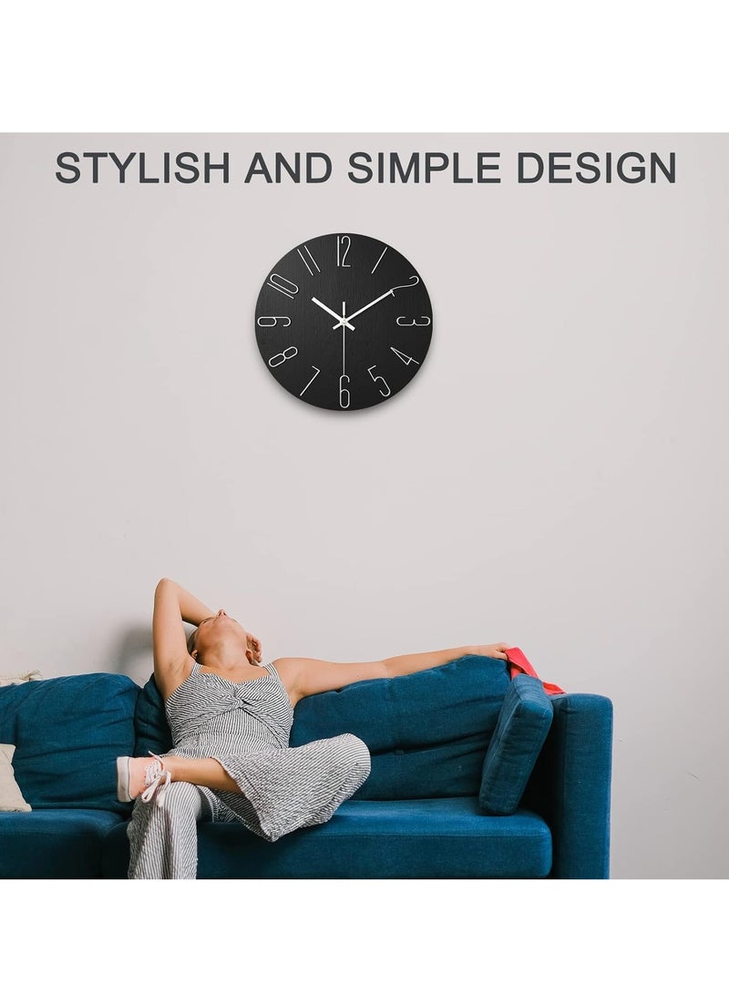 Wall Clock, 12 Inch Wall Clock Silent Non Ticking, Preciser Modern Style Decor Clock for Home, Office, School, Kitchen, Bedroom, Living Room(Black)  - Image 4