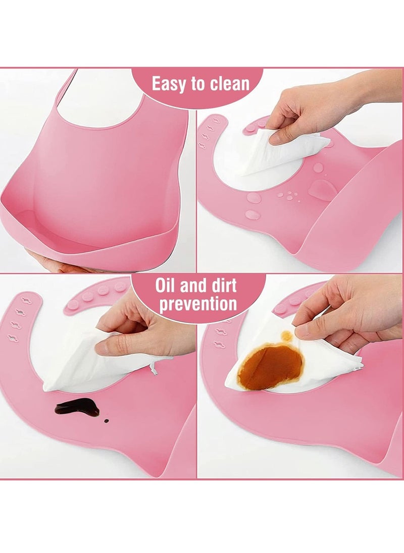 Gonice Baby Feeding Set, Baby Led Weaning Supplies with Suction Bowl Divided Plate, Toddler Self Feeding Dish Set with Spoons Forks Sippy Cup Adjustable Bib, Eating Utensils for 6+ Months (Pink)  - Image 3