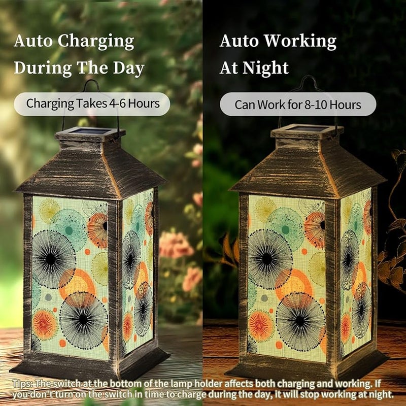 فانوس شمسي للإضاءة الخارجية المعلقة مقاوم للماء ارتفاع 13.5 بوصة ديكور للحديقة والفسحة - Image 5