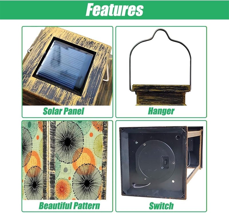 فانوس شمسي للإضاءة الخارجية المعلقة مقاوم للماء ارتفاع 13.5 بوصة ديكور للحديقة والفسحة - Image 4