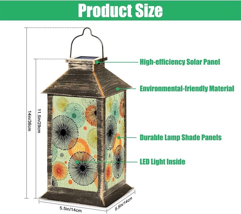 فانوس شمسي للإضاءة الخارجية المعلقة مقاوم للماء ارتفاع 13.5 بوصة ديكور للحديقة والفسحة - Image 3