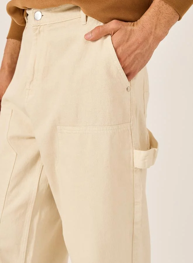 Styli Mid Rise Balloon Fit Jeans with Pockets