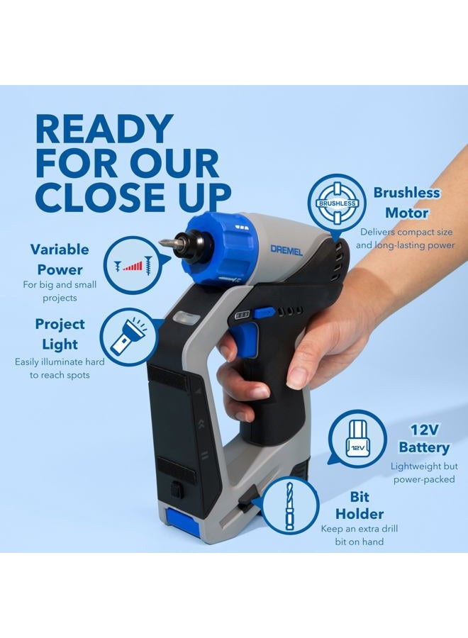 DREMEL Blueprint 3in1 Drill Driver with Integrated Stud Finder and Detachable Laser Level, Cordless Drill Set Includes 2.0 Ah Battery, Fast Charger, and 12 Bits (DD12V-S1) - Image 3