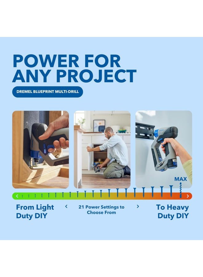 DREMEL Blueprint 3in1 Drill Driver with Integrated Stud Finder and Detachable Laser Level, Cordless Drill Set Includes 2.0 Ah Battery, Fast Charger, and 12 Bits (DD12V-S1) - Image 4