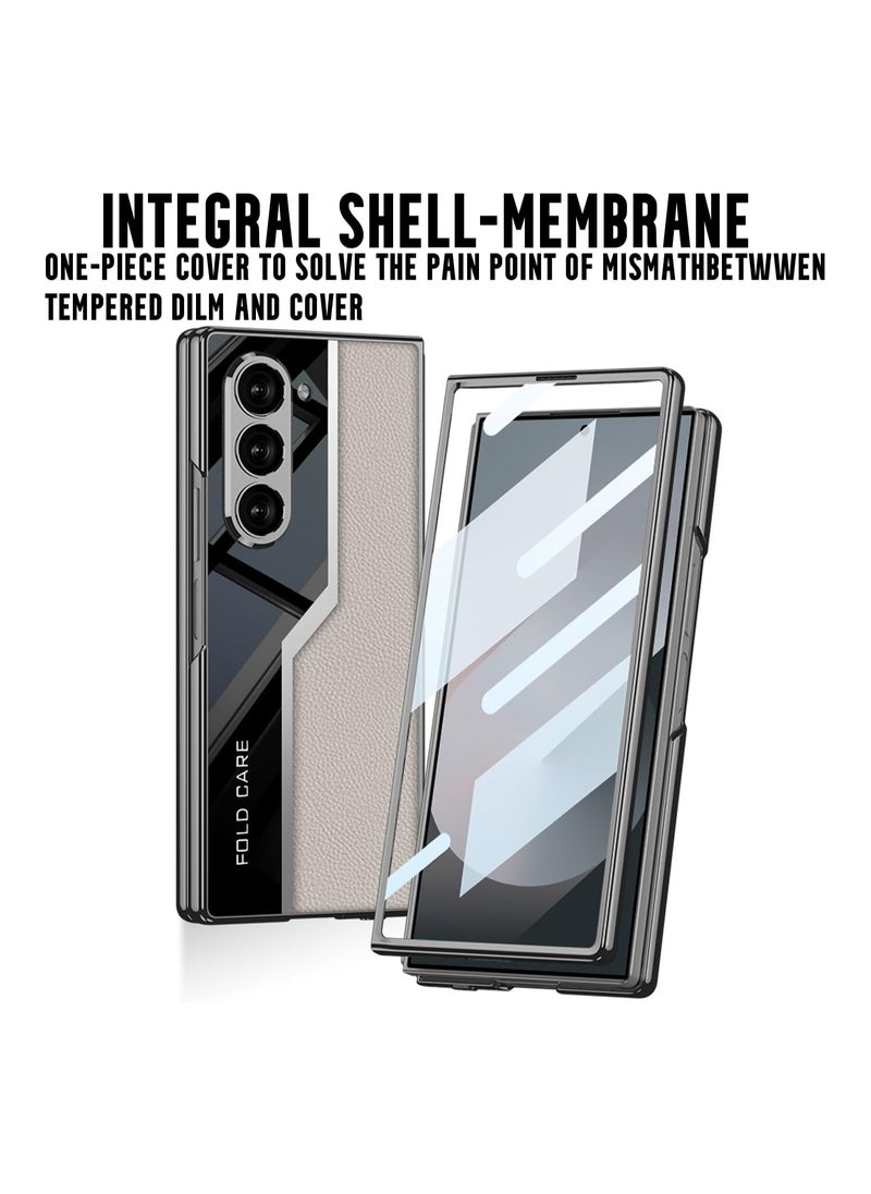 General - Luxurious Samsung Galaxy Z Fold 6 phone case, polycarbonate and leather plating, complete with camera and screen protector, full coverage hard shell - Image 1