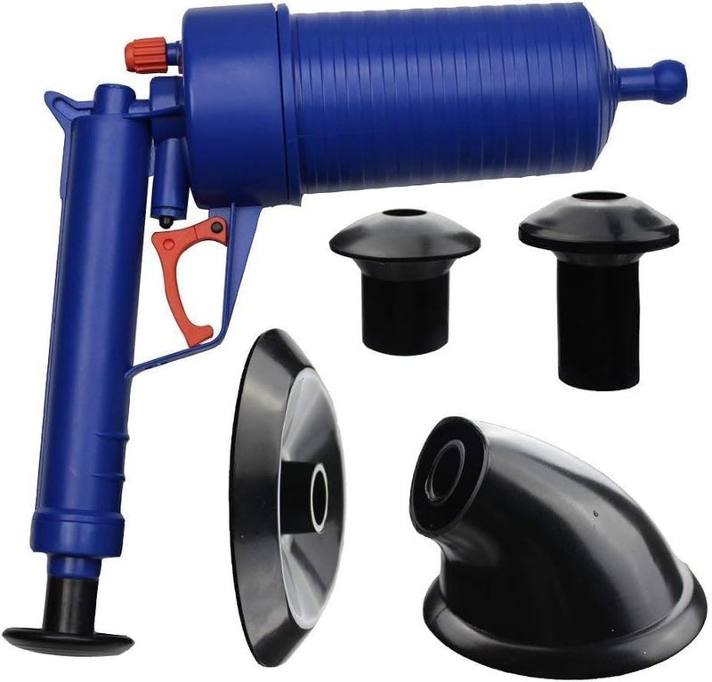 KRLZ Air Pressure Plunger Toilet Plunger Kitchen Sink Sewer Dredge Tool High Pressure Air Power Drain Blaster for Kitchen Bathtub Shower Sink Plunger, with 4 Different Sized Suckers - Image 1