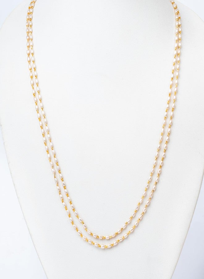 NKR GOLD Handcrafted Multi-Layer Beaded Traditional Necklace for Women with Dual-Strand Design, Elegant Oval Beads, Premium Metal Accents, Lightweight Ethnic Fashion Jewelry for Festive, Wedding - Image 1