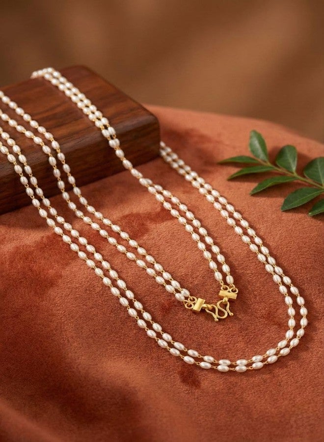NKR GOLD Handcrafted Multi-Layer Beaded Traditional Necklace for Women with Dual-Strand Design, Elegant Oval Beads, Premium Metal Accents, Lightweight Ethnic Fashion Jewelry for Festive, Wedding - Image 3