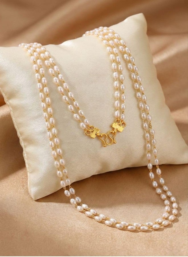 NKR GOLD Handcrafted Multi-Layer Beaded Traditional Necklace for Women with Dual-Strand Design, Elegant Oval Beads, Premium Metal Accents, Lightweight Ethnic Fashion Jewelry for Festive, Wedding - Image 2
