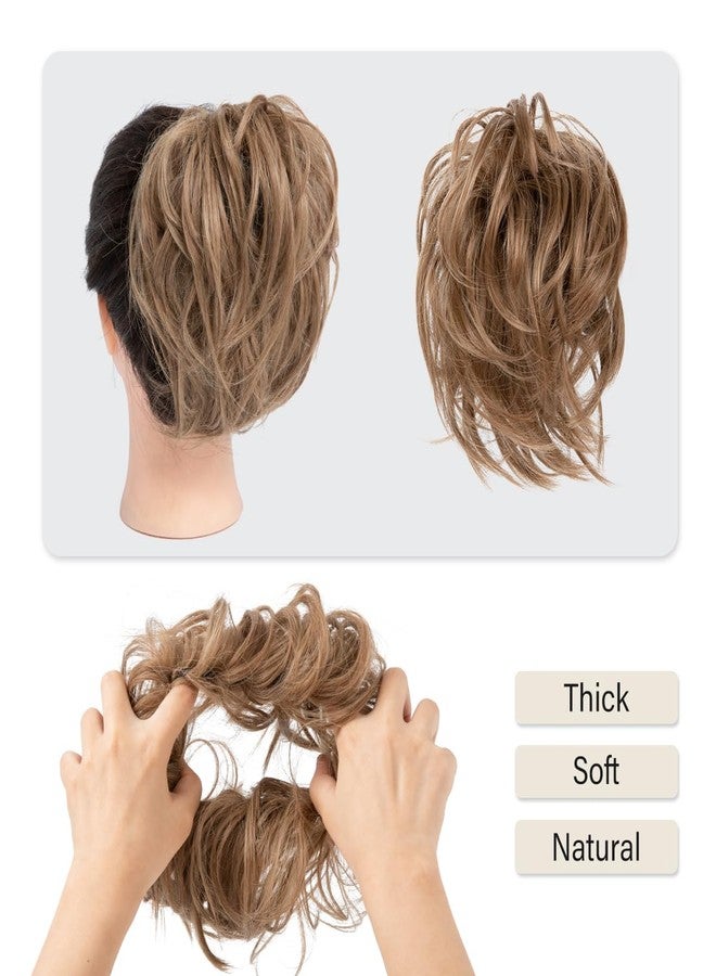 سارلا وصلات شعر سارلا على شكل كعكة شعر فوضوية، شعر صناعي مجعد مرفوع، ربطات شعر صناعية، وصلات ذيل حصان للنساء، لون بني داكن، قطعة واحدة - Image 4