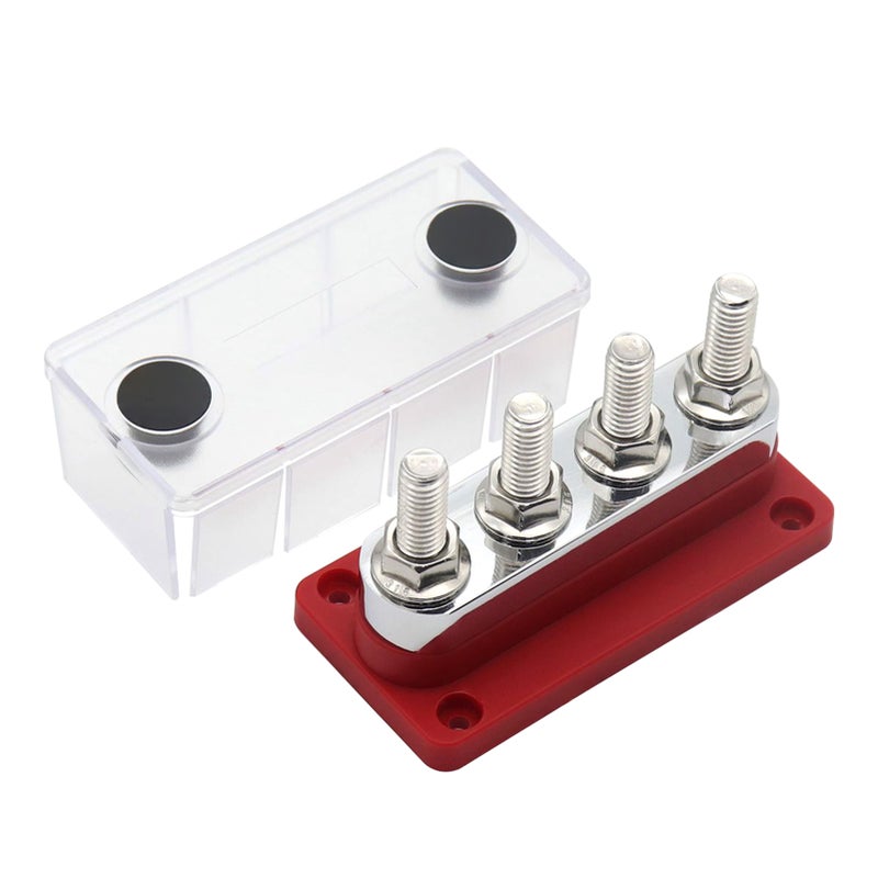 600A Power Distribution Block Bus Bar 4 x 3/8 Posts 48V DC Busbar Box - Image 1