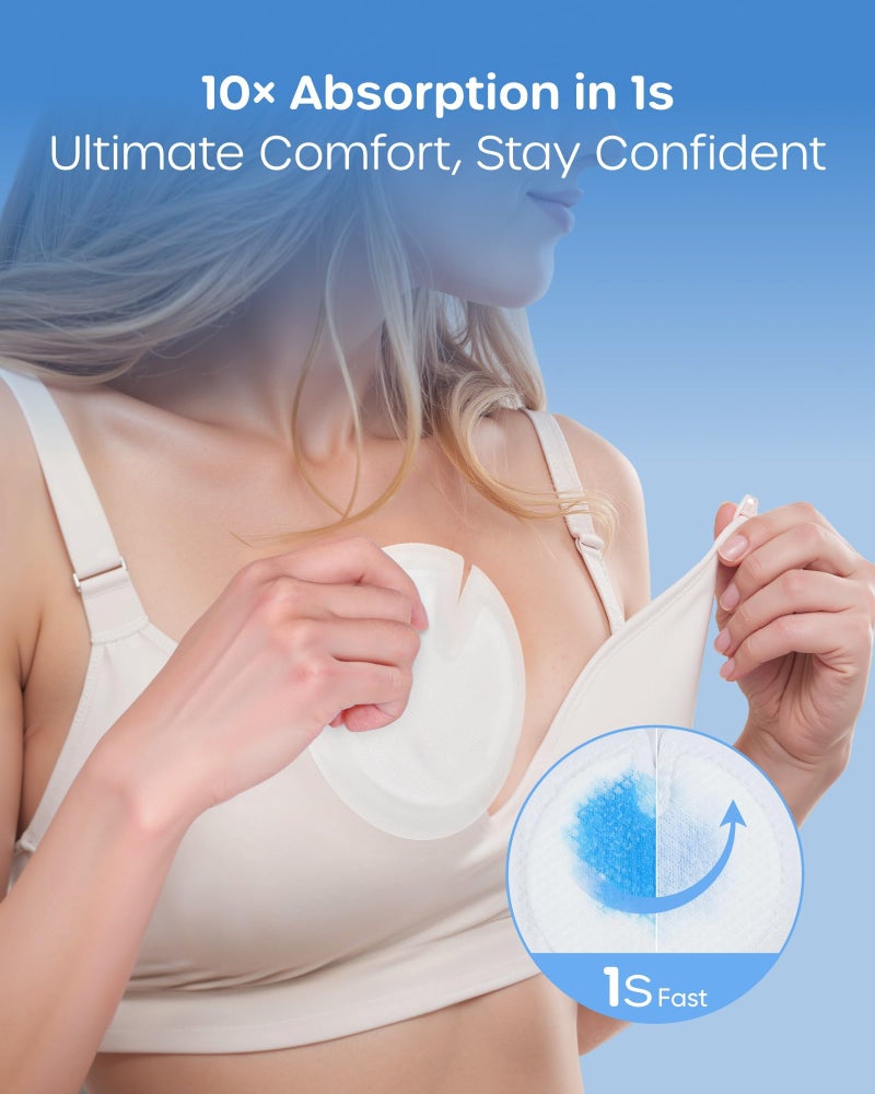 Nuliie High-Absorbency Blue Core Nursing Pads 100 Count, Disposable Breast Pads for Heavy Leaking, Stay Dry Day & Night, Leakproof, Individually Wrapped - Image 2