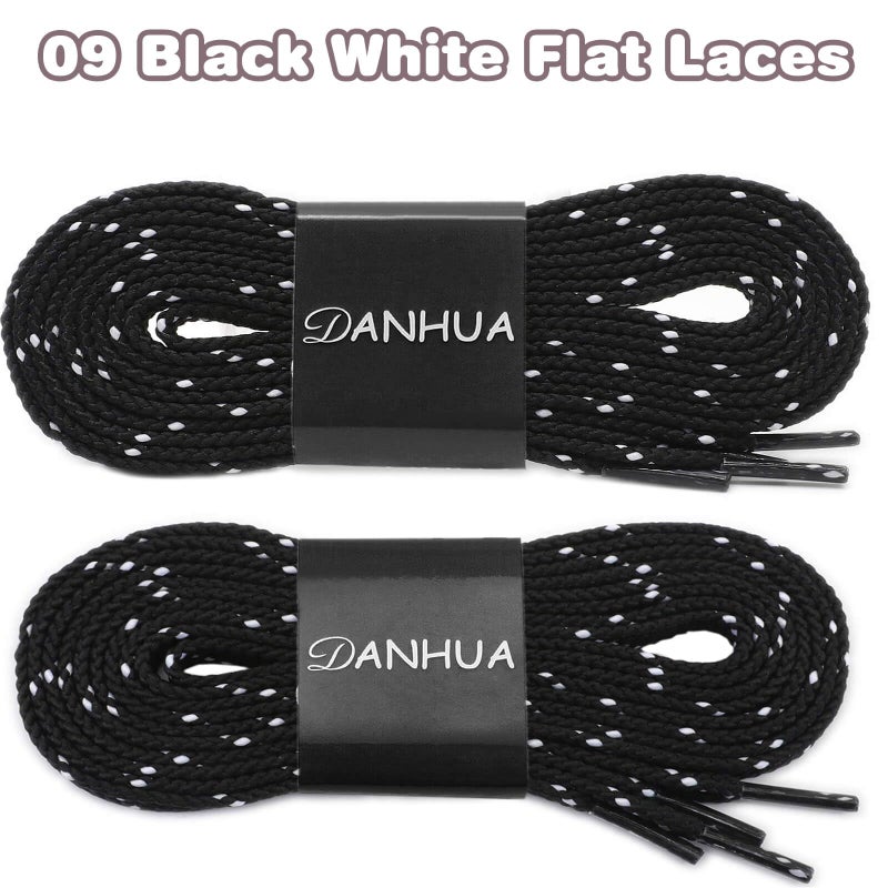 DANHUA Flat Thick Sneakers Shoelaces: 2 Pair 39.37 inch Black White Twill Point Athletic Shoe Laces - Image 2