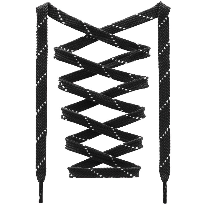 DANHUA Flat Thick Sneakers Shoelaces: 2 Pair 39.37 inch Black White Twill Point Athletic Shoe Laces - Image 1