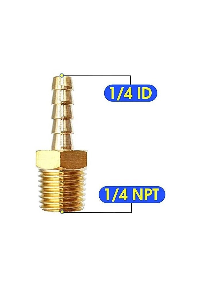 AQ AQSON AQSON مجموعة 10 قطع من تركيبات خرطوم نحاسية - محول 1/4 بوصة بارب إلى 1/4 بوصة ذكر NPT - Image 4