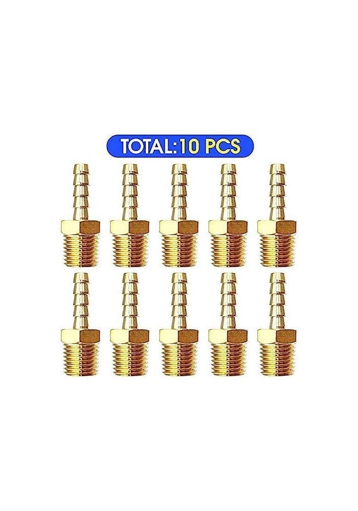 AQ AQSON AQSON مجموعة 10 قطع من تركيبات خرطوم نحاسية - محول 1/4 بوصة بارب إلى 1/4 بوصة ذكر NPT - Image 3