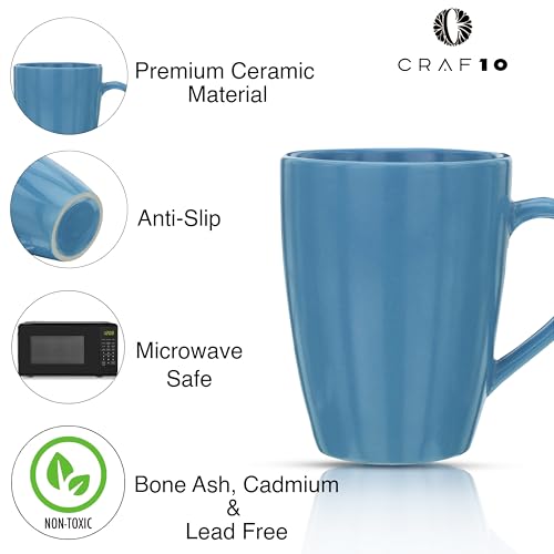 CRAF10 Exquisite Solid Ceramic Coffee Mugs - Light Blue Color,Microwave Safe- 340ml Capacity, Dishwasher & Freezer Safe - Image 5