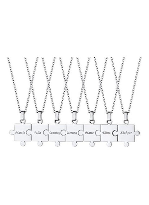 Family Necklace for 7 Silver Puzzle Matching Necklace