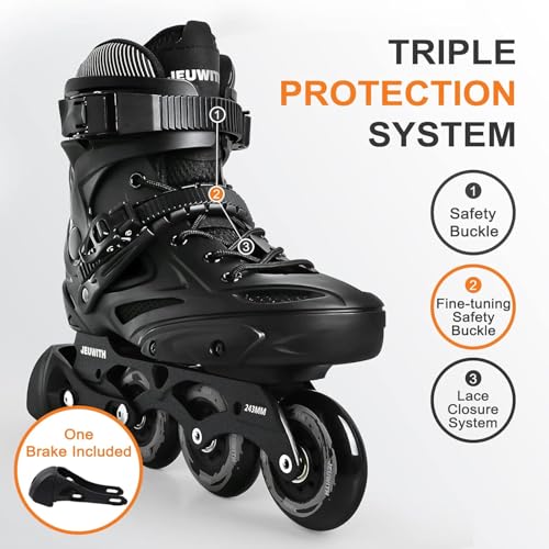 JEUWITH Inline Skates for Women Men Outdoor Street Blades Roller Adult Male Female Professional Fitness Roller Skates Blades for Unisex Black Men354Women455235cm - Image 3