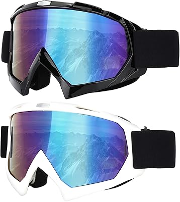 LJDJ LJDJ Ski Goggles, Pack of 2 - Snowboard Adjustable UV 400 Protective Motorcycle Goggles Outdoor Sports Tactical Glasses - Image 1