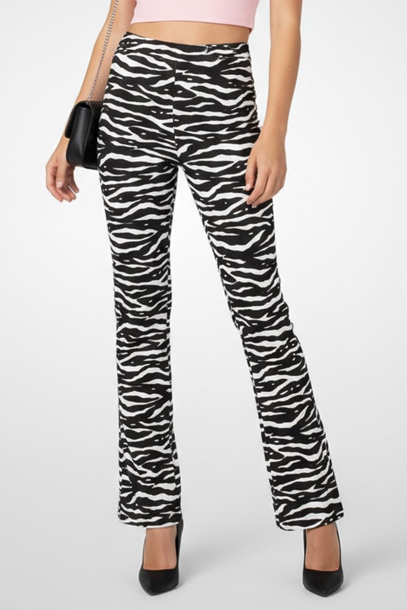 NA-KD Women Regular Fit Animal Print Straight Leg Pants, Multicolor - Image 1