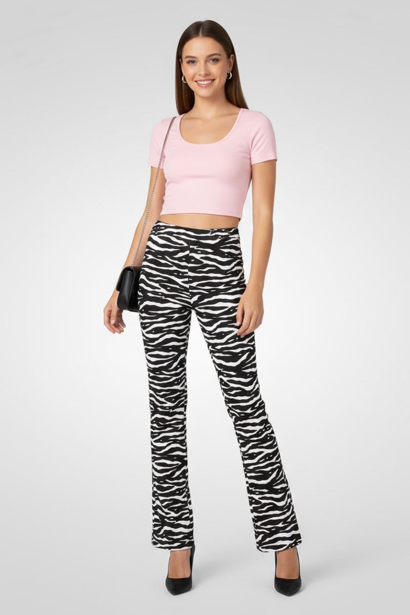 NA-KD Women Regular Fit Animal Print Straight Leg Pants, Multicolor - Image 2