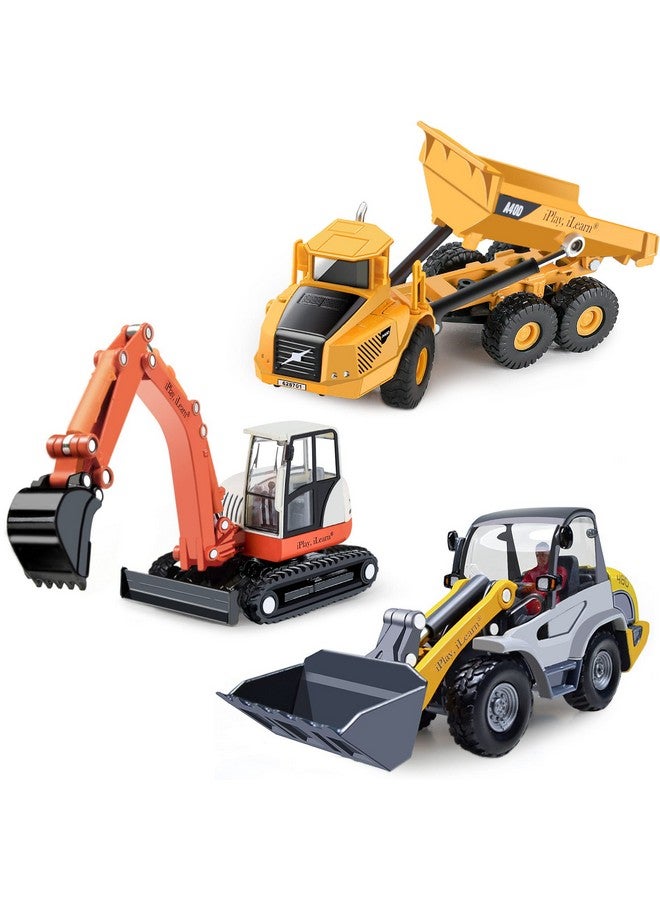 iPlay, iLearn Heavy Duty Construction Site Playset, Metal Dump Truck, Excavator Digger Backhoe, Tractor Bulldozer Diecast Vehicle, Outdoor Sandbox Car Toy, Birthday Gift 3 4 5 Year Old Boy Kid Toddler - Image 1
