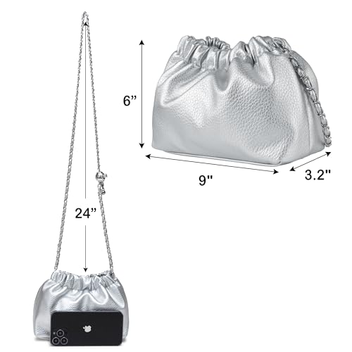 Joryin Trendy Dumpling Women's Crossbody Bag - Evening Clutch Vegan Leather Hobo Cloud Purse, Slivery - Image 5