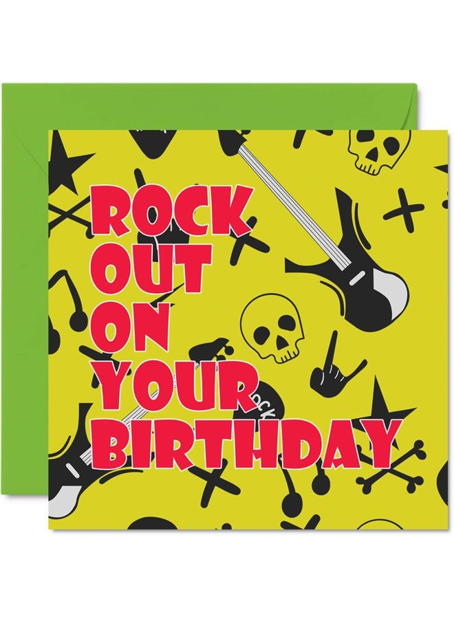 Stuff4 Fun Birthday Cards for Men Women Him Her - Rock Out - Punk Birthday Card for Mum Dad Son Daughter Brother Sister Auntie Uncle Cousin Nanny Grandad, 145mm x 145mm Bday Greeting Cards - Image 1