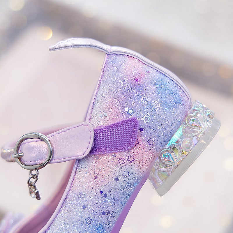 Girls'' Princess Shoes 2026 New Spring Children''s High-Heeled Shoes Elsa Shoes Girls'' Crystal Shoes Mermaid Leather Shoes - Image 3
