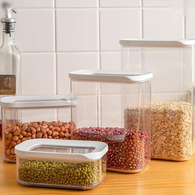 KITCHEN STORAGE SET SEALED NOODLE SNACK CONTAINERS BPAFREE RECTANGULAR PLASTIC JARS CANISTERS REUSABLE FOOD STORAGE CONTAINERS FOR PANTRY ORGANIZATION SET OF 5