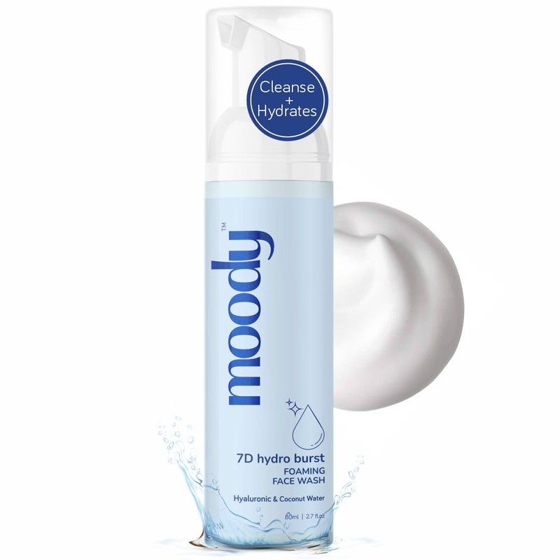 Moody 7D Hydro Burst Foaming Face Wash with Hyaluronic Acid Coconut Deep Pore Cleansing Face Wash for Glowing Skin NonDrying Gentle Cleanser Sulphate Free Vegan Men Women80 ml - Image 1