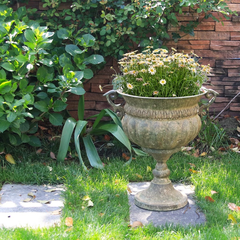 Worth Garden 18.5" H. Metal Urn Planters - Bronze Classic Antique Iron Plant Pots - Decorative Rustic Flower Pots for Outdoor Use - Traditional Urn Planter for Garden, Patio, Front Porch - Image 5
