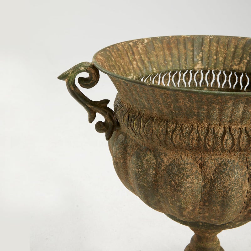 Worth Garden 18.5" H. Metal Urn Planters - Bronze Classic Antique Iron Plant Pots - Decorative Rustic Flower Pots for Outdoor Use - Traditional Urn Planter for Garden, Patio, Front Porch - Image 2
