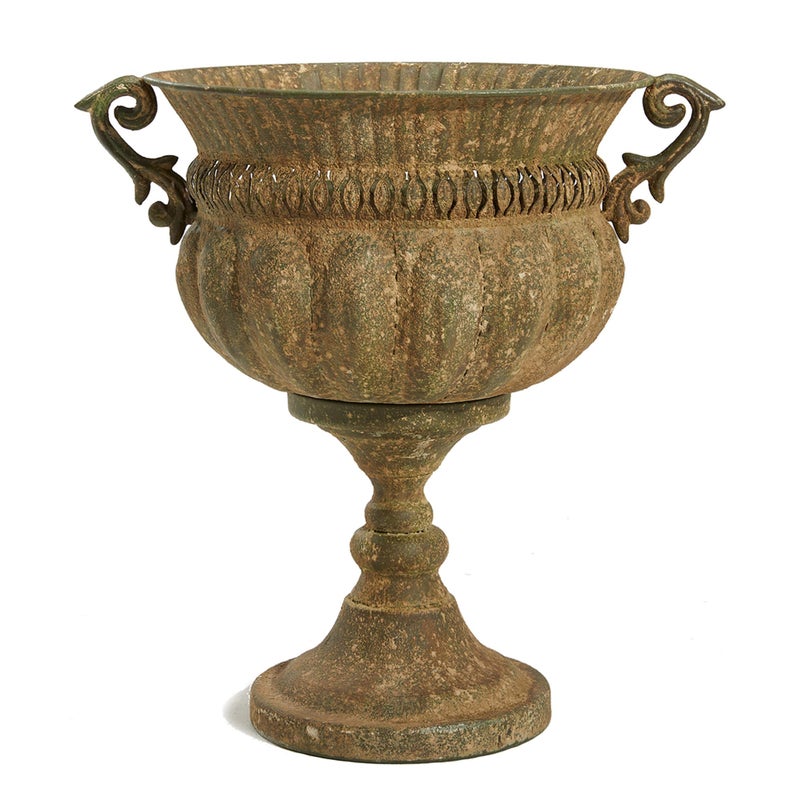 Worth Garden 18.5" H. Metal Urn Planters - Bronze Classic Antique Iron Plant Pots - Decorative Rustic Flower Pots for Outdoor Use - Traditional Urn Planter for Garden, Patio, Front Porch - Image 1