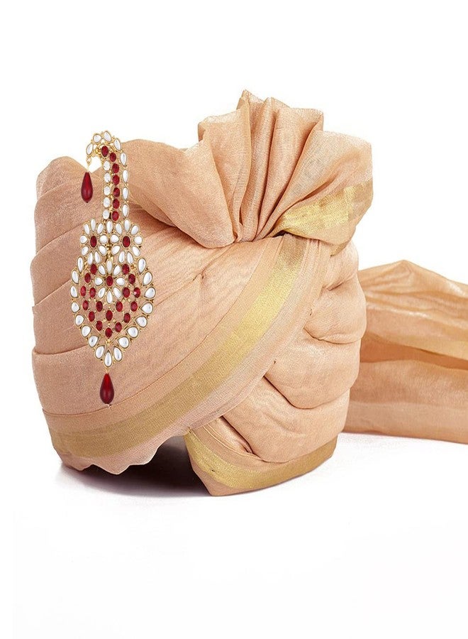 Mahi Maroon and White Crystals Kalangi Brooch for Groom/Men (KL1001002G) - Image 4