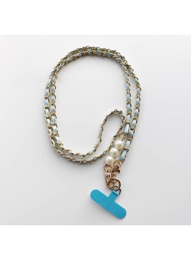 كيفية حبل للهاتف المحمول، سلسلة جلدية صغيرة الحجم من اللؤلؤ، حبل طويل للهاتف المحمول، سلسلة حقيبة معدنية من الجلد - Image 1